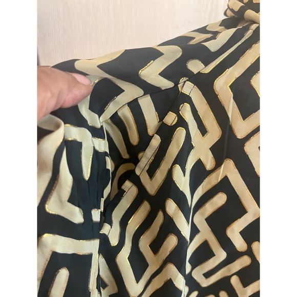 Vacation Dress Gold Black Geometric Print Sleeveless Party Maxi Dress Size 2X - Picture 4 of 10